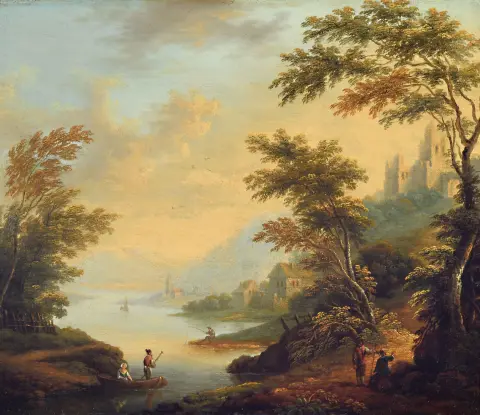 Suiveur de Christian Georg Schütz l'Ancien (1718-1791), 18e s., 2 œuvres : romantiques