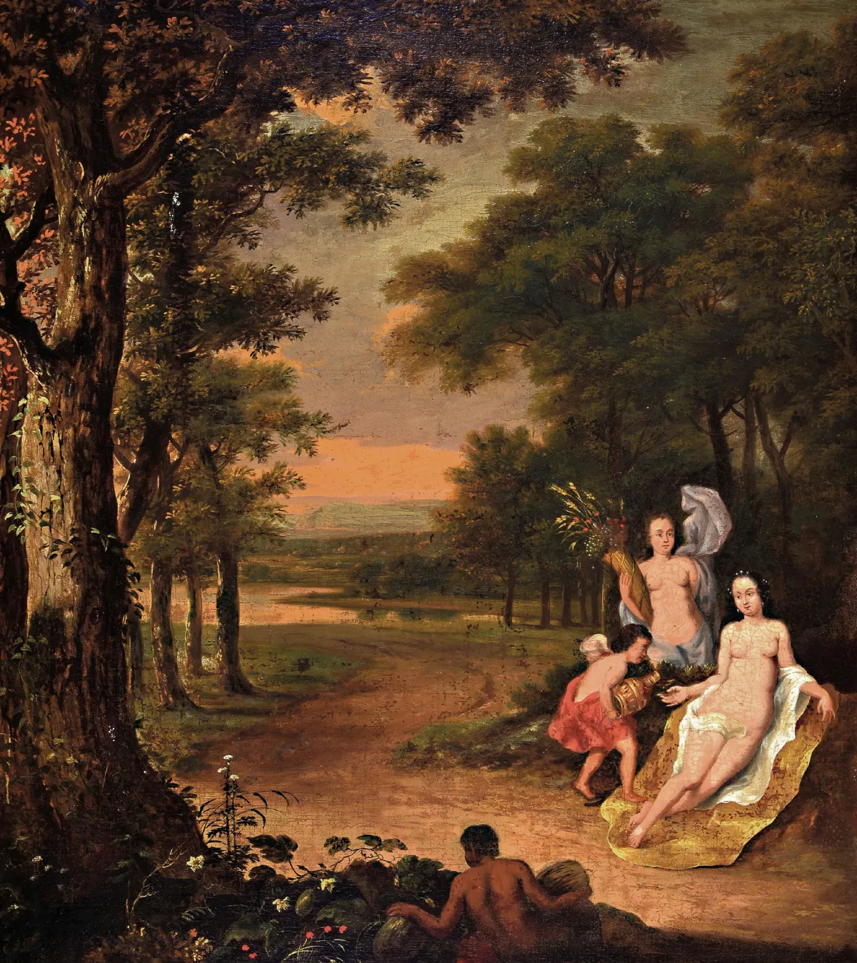 Artiste français inconnu du 18e siècle, Diane avec bacchant et allégorie avec