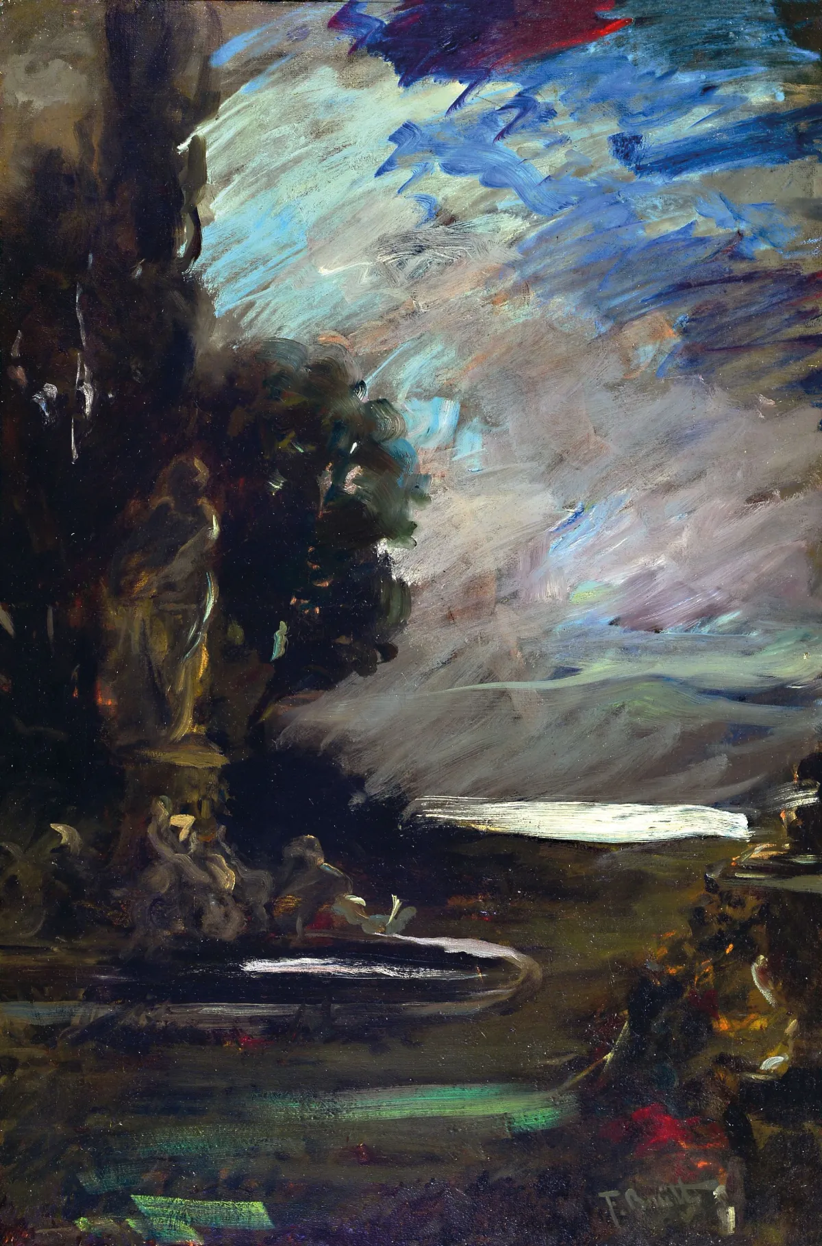 Ferdinand Brütt, 1849 Hambourg-1936 Bergen/Celle, Paysage avec au premier plan
