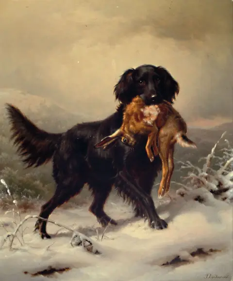 Johannes Christian Deiker, 1822 Wetzlar-1895 Düsseldorf, Setter avec gibier (abattu