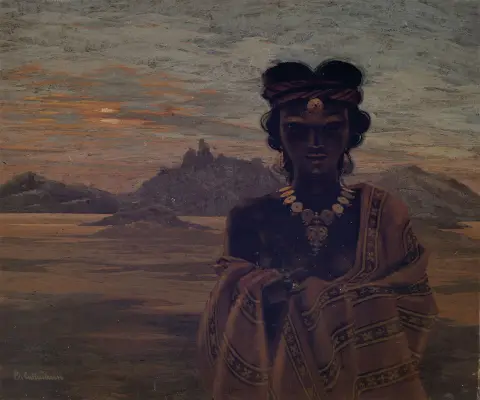 Bernhard Cullmann, 1903-1977 Namborn, orientale dans un paysage désertique au soir