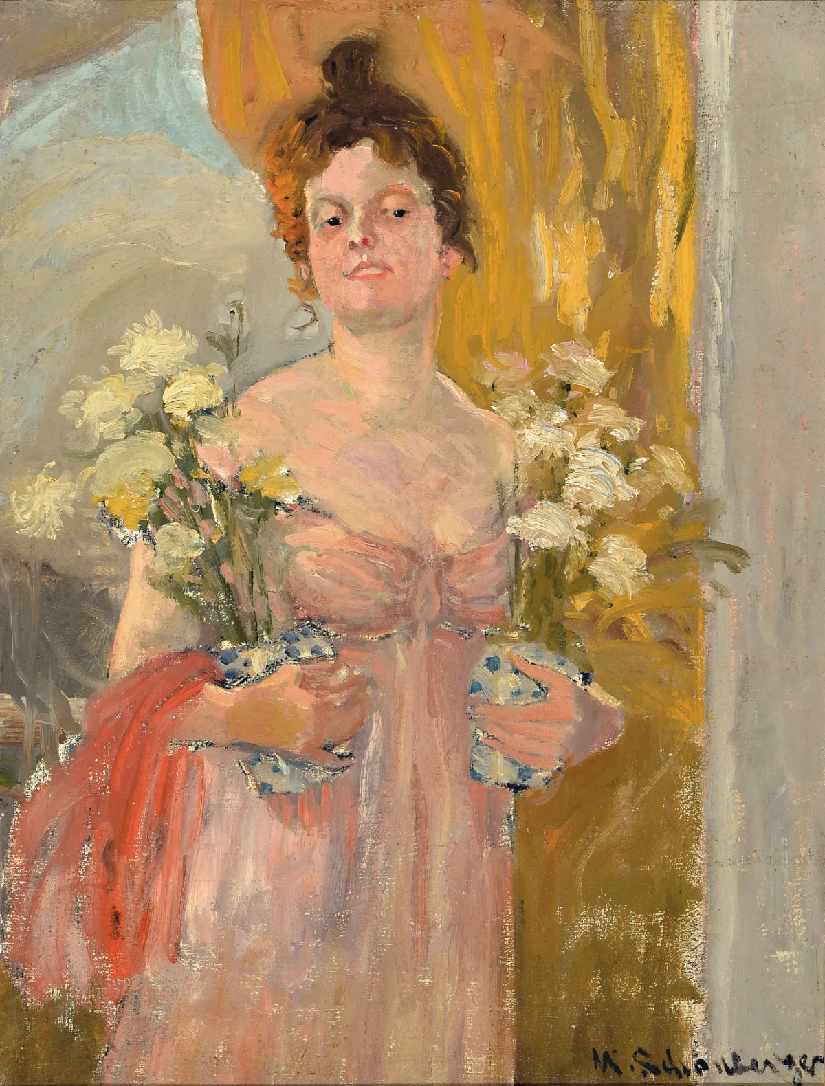 Martin Schönberger, 1864 München-na 1905 Zürich, Driekwartportret van een dame met