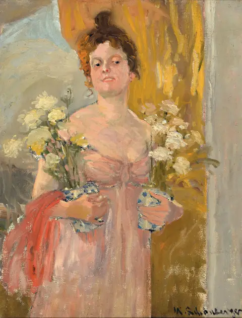 Martin Schönberger, 1864 Munich-après 1905 Zurich, Portrait en buste d'une dame avec