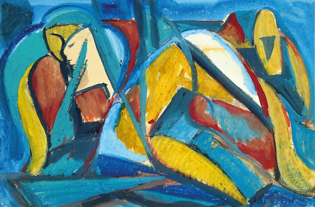 Otto Ditscher, 1903-1987 Neuhofen, nu féminin, composition abstraite-cubiste