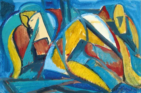 Otto Ditscher, 1903-1987 Neuhofen, nu féminin, composition abstraite-cubiste