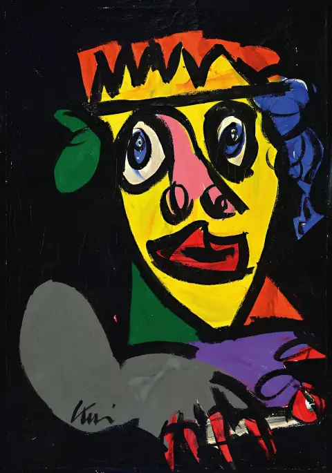 Peter Robert Keil, né en 1942 à Züllichau, sans titre, portrait, huile/toile, signé