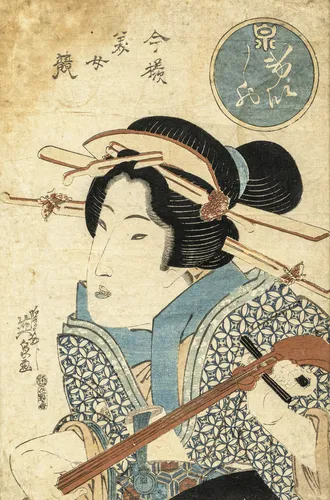 Trois estampes en couleur de Kunisada et Eisen