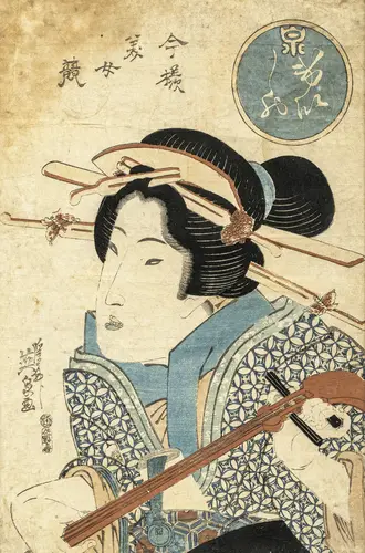 Trois estampes en couleur de Kunisada et Eisen