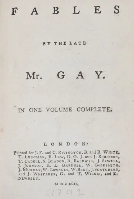 Gay,(J.). – Fables, in one volume complete