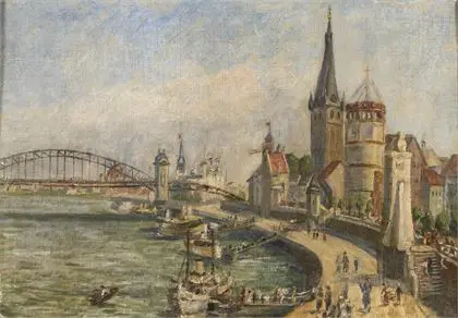 Napos rajnai part Düsseldorfban