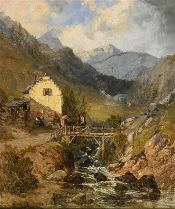 Hegyi táj alakokkal