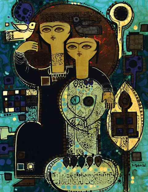 Sadegh Tabrizi, 1939 Téhéran-2017 Londres, paire, huile/toile, signé en bas à droite, env.