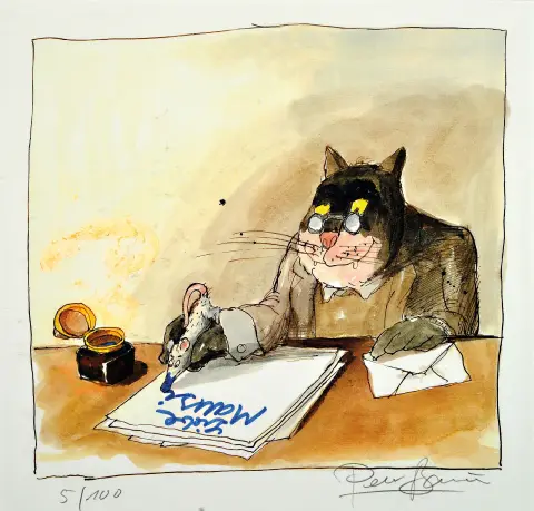Peter Bauer, né en 1951 à Wismar, giclée sur papier, "Liebe Mausi", éd. 5/100,
