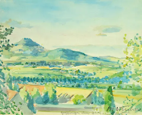 Otto Ditscher, 1903-1987 Neuhofen, 3 aquarelles : 2x fenaison dans le paysage palatin, 1939