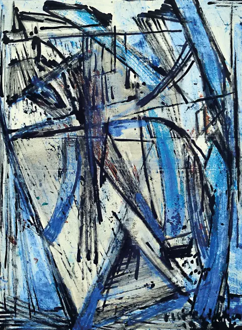 Otto Ditscher, 1903-1987 Neuhofen, composition abstraite en bleu et noir, signée