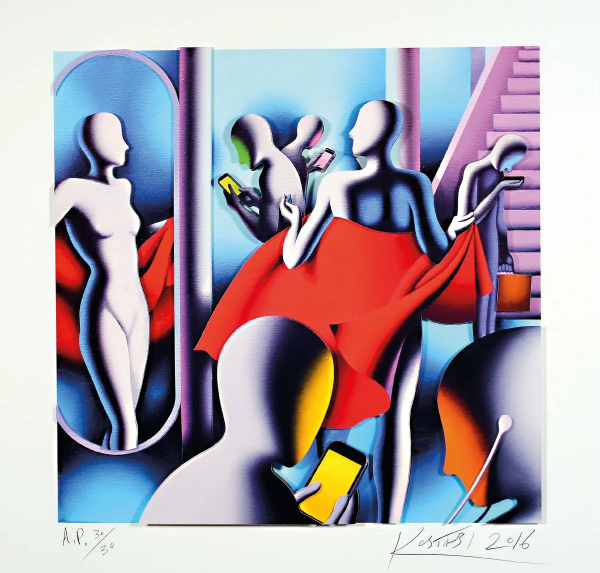 Mark Kostabi nar. 1960, 3D konstrukce, sign., dat. 2016, čísl. A.P. 30/30, cca 60x63 cm