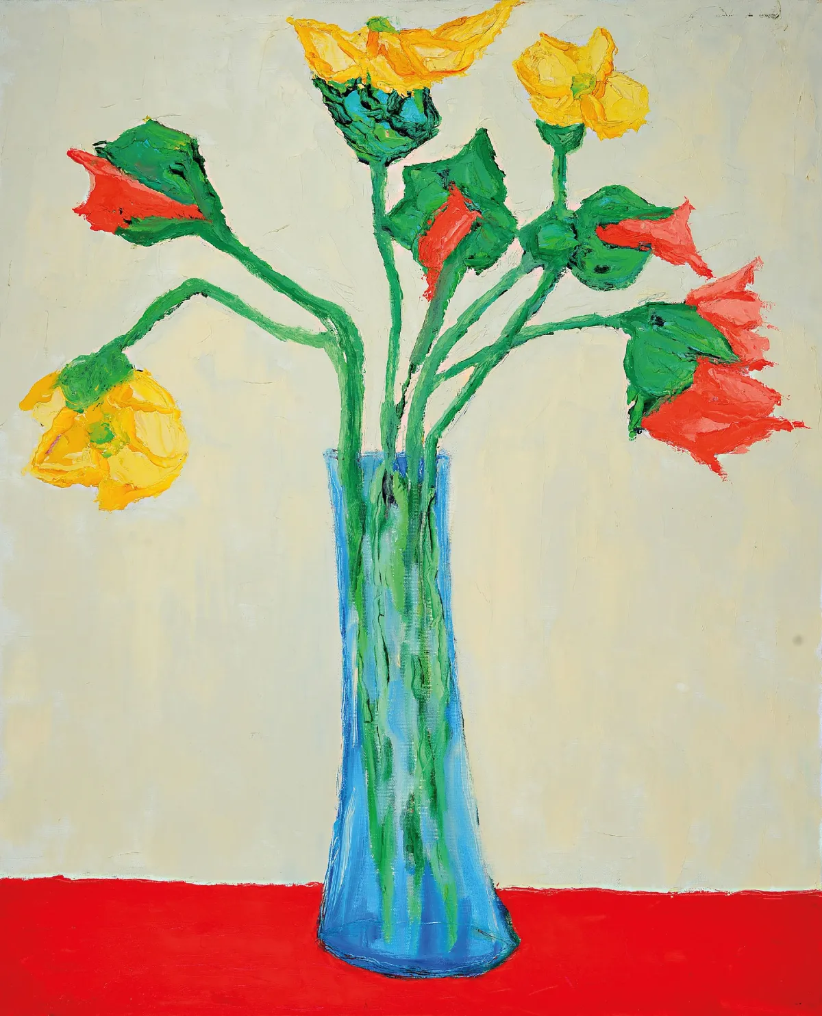 Gernot Kissel, 1939 Worms-2008, still life with tulips, signed verso, oil/canvas, 80x66 cm