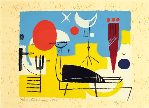 Max Ackermann, 1887 Berlin-1975 Bad Liebenzell, sérigraphie couleur, "Paradiesvogel", 1948
