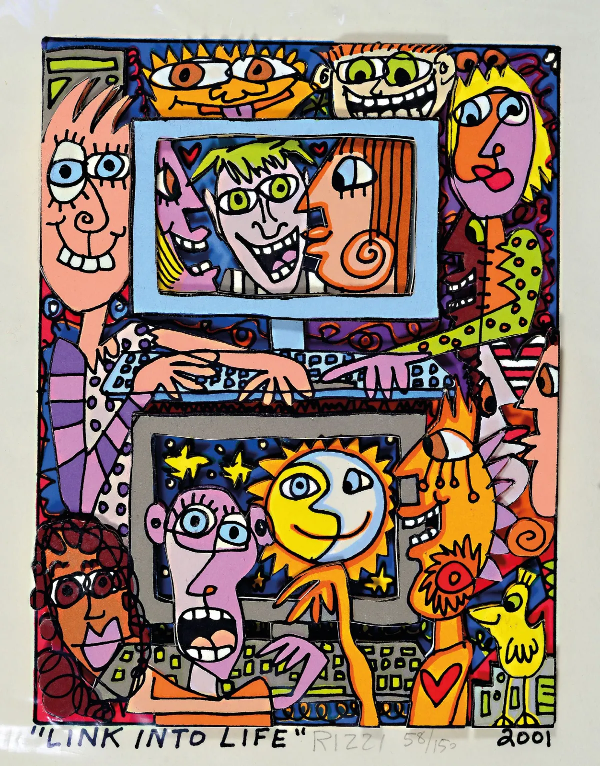 James Rizzi, 1950 Brooklyn New York - 2011, "Battle On The Ice", construction 3D,