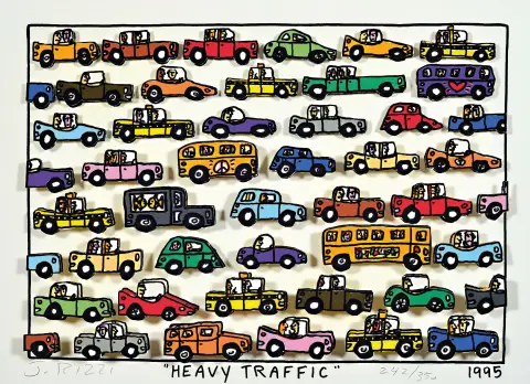 James Rizzi, 1950 Brooklyn New York - 2011, "Heavy Traffic" construction 3D
