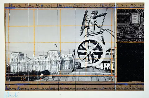 Christo et Jeanne-Claude, Project for Berlin, "Wrapped Reichstag", offset couleur avec