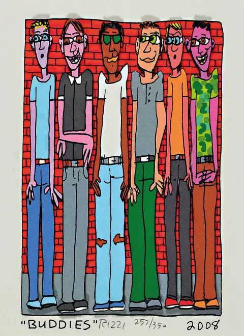 James Rizzi, 1950-2011 New York, construction 3D, "Buddies", 2008, signé à la main, num