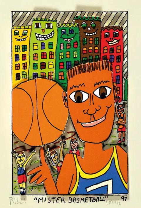 James Rizzi, 1950-2011 New York, construction 3D, "Mister Basketball", (19)97,