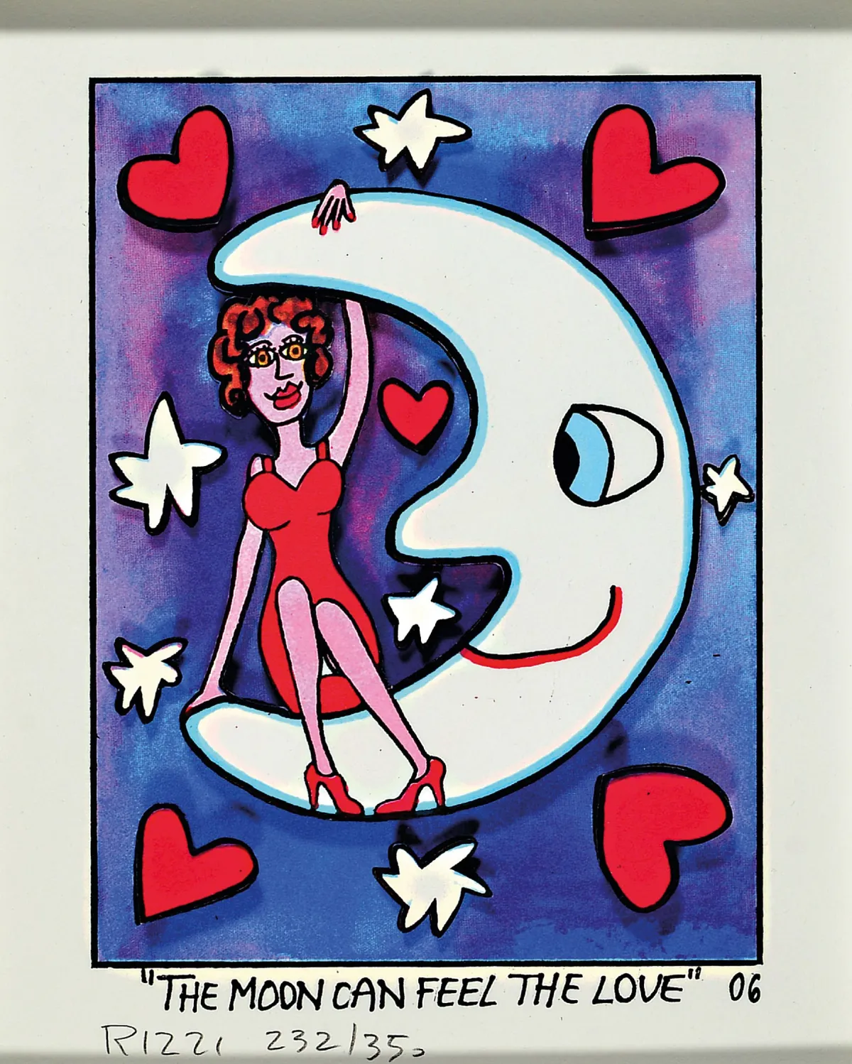 James Rizzi, 1950-2011 New York, construction 3D, "The Moon Can Feel The Love"