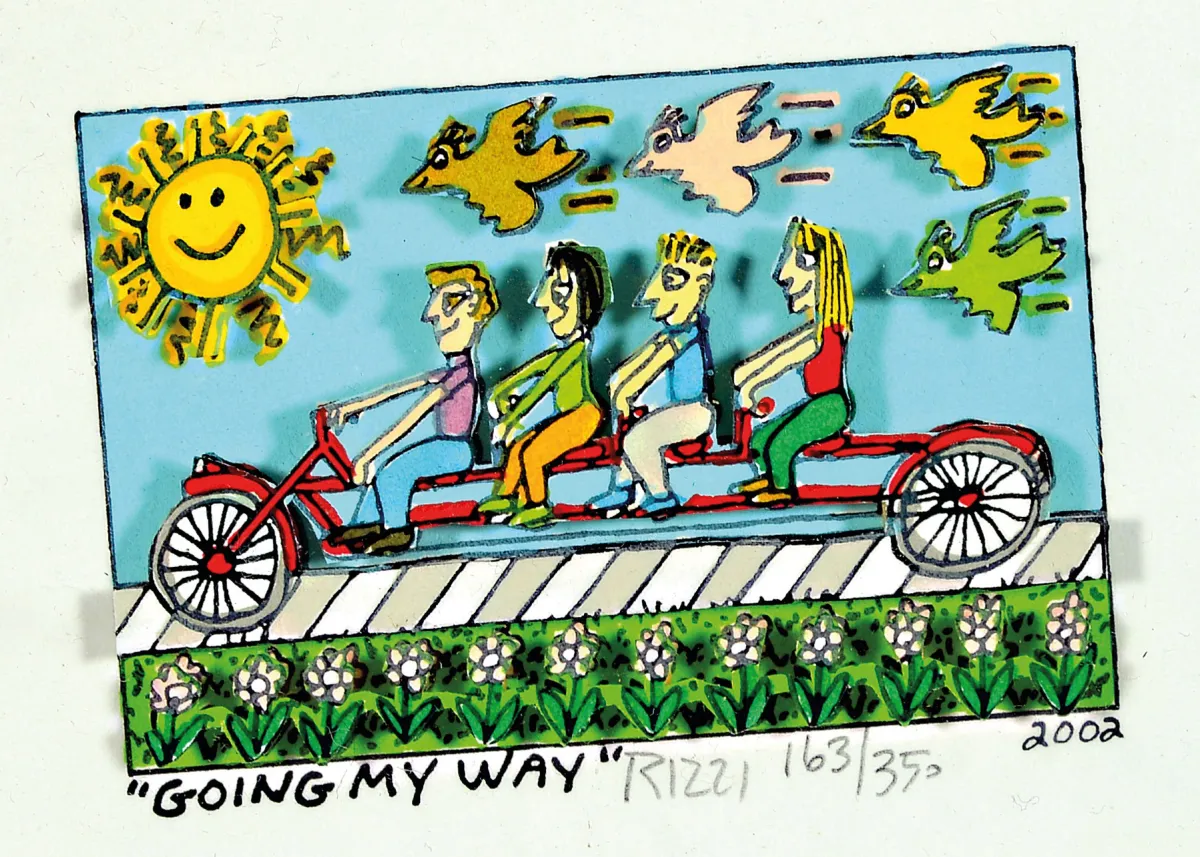 James Rizzi, 1950-2011 New York, construction 3D, "Going my Way", 2002 signé à la main,