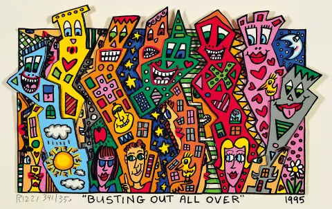 James Rizzi, 1950 - 2011 New York, "Busting Out All Over", 3D-constructie,