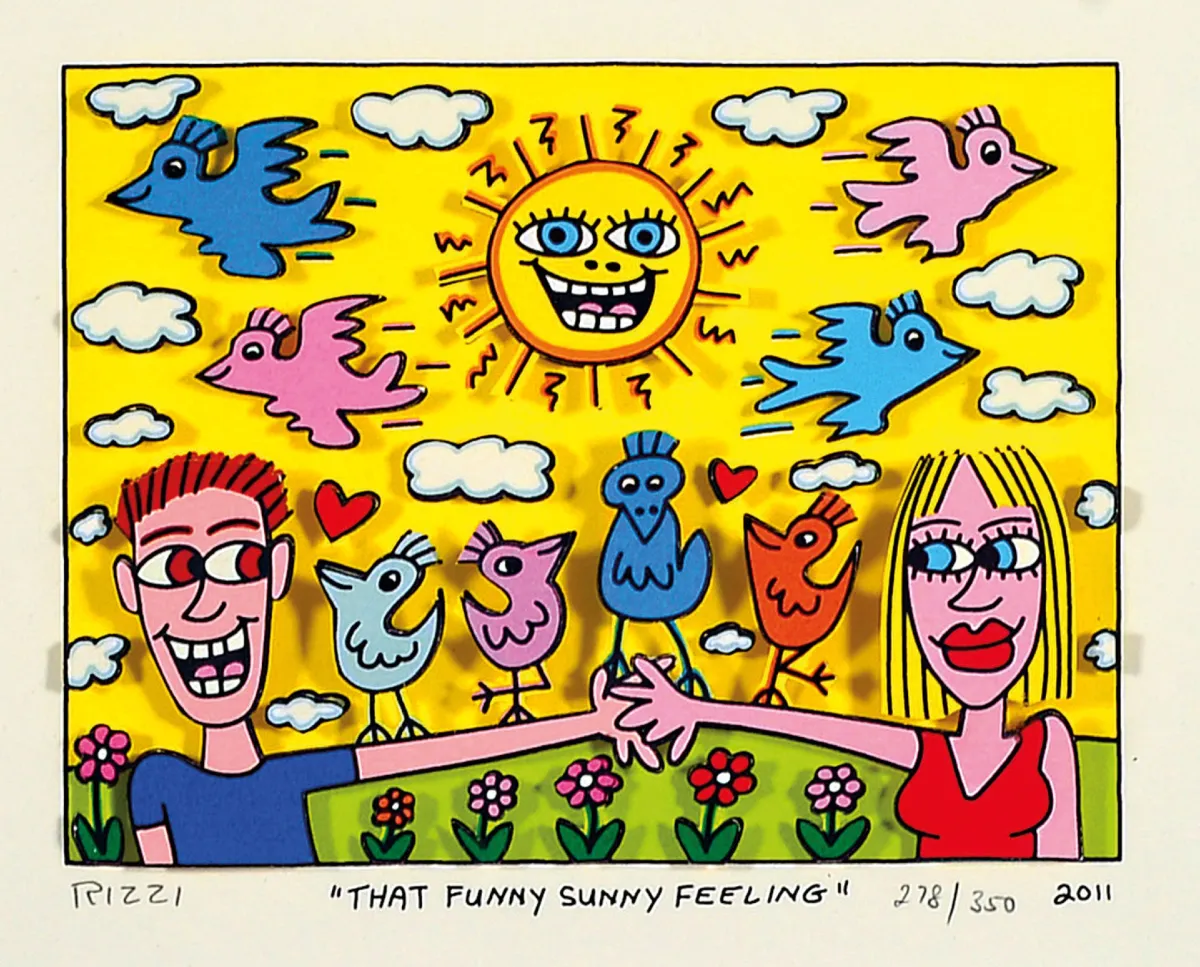 James Rizzi, 1950 - 2011 New York, construction 3D, "That Funny Sunny Feeling",