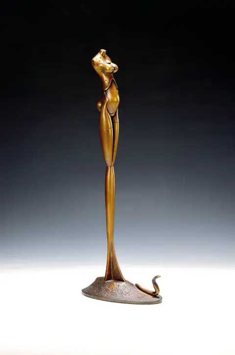 Paul Wunderlich, 1927-2010, sculpture en bronze, Ève avec le serpent, monogramme P.W. et num