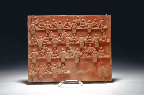 Alfred Lörcher, Prof., 1875 - 1962 Stuttgart, plaque en relief, terre cuite, "Bankett", cat. raisonné