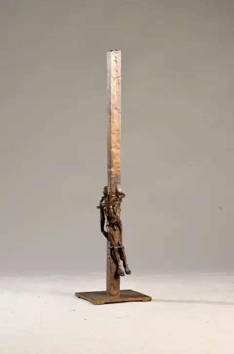 Gunther Stilling, 1943 Srpski-2024 Heilbronn, sculpture en bronze, Crucifixion, patinée