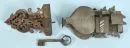 Cabinet locks, 2 pieces – wrought iron, various shapes, 1 with openwork decoration, L= 19/24 cm, 18th/19th c., 1 with key