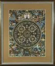 Thangka – handbemalt mit Buddha-Mandala, im verglasten Rahmen, gesamt 72 x 60 cm;