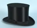 Top hat "Apart" – opera hat, black silk, H= 15 cm, with hat box, brush and velvet cushion