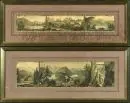 Füssen et environs, 6 vues – 2 gravures sur bois avec 3 vues partielles chacune, L= 39 cm, 19e s., brunies, dans 2 cadres