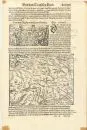 Map "Allgäu (Das Algöw)" – Woodcut, 12.5 x 15.5 cm, on book page with text, by Seb. Münster, 16th c., browned;