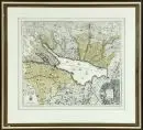 Carte "Lacus Bodamicus (lac de Constance)" – gravure sur cuivre, coloriée à la main, 48 x 56 cm, par Matthäus Seutter, 1re moitié du 18e s., R;