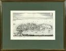 Lindau, bird's-eye view – copper engraving, 17.5 x 30.5 cm, by Merian, around 1620, framed