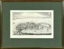 Lindau, vue à vol d'oiseau – gravure sur cuivre, 17,5 x 30,5 cm, par Merian, vers 1620, encadrée