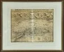 Lindau, totaalgezicht – houtsnede, op 2 bladen, 27 x 36 cm, door Seb. Münster, 16e eeuw, gebruind, ingelijst