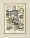 Gravure sur bois, vers 1900 – coloriée à la main, 24 x 17 cm, intitulée "Fabrication de chapeaux de paille à Lindenberg", d'après un dessin de Hans Kaufmann, P;