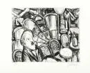Hubbuch, Karl, 1891 - 1979 Karlsruhe – Etching, 16.5 x 21 cm, "Mann im Café", hand-signed, num. 31/80, Lit.: Vollmer, Saur, Mülfarth, van Wilder, im Hause;