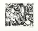 Hubbuch, Karl, 1891 - 1979 Karlsruhe – Eau-forte, 16,5 x 21 cm, "Mann im Café", signée à la main, num. 31/80, Lit.: Vollmer, Saur, Mülfarth, van Wilder, im Hause;