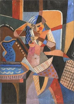 POPCZYK, Józef (1890 Brzeziny - 1971 Chorzów)。梳头的女性裸体画