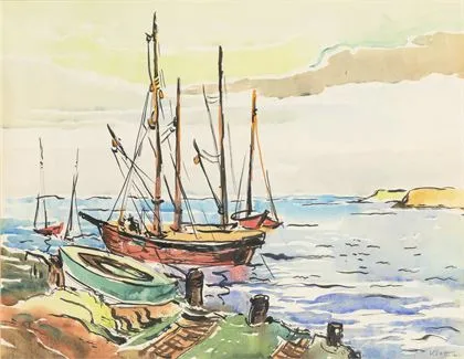 KLATT, Albert (1892 Berlin - 1970 smst.). Både, der lægger til