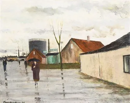 JACOBSEN, Carl。哥本哈根Sydhavnen的雨天