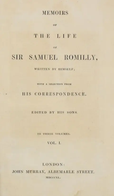 Romilly, S. – Wspomnienia z życia Sir Samuela Romilly'ego, napisane przez niego samego; z wyborem jego korespondencji, wydane